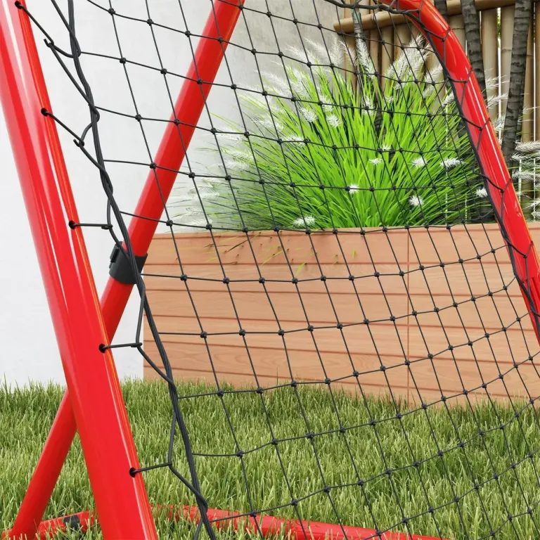 Fotbollsmål Rebounder Röd av Metall och Nät 63 x 63 cm