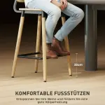 Set med 2 Barstolar med Ryggstöd för Hemmabar och Köksö i Trä och Metall, Ljusbrun