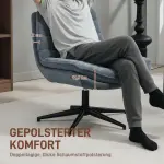 Vridbar Kontorsstol med Bred Sits, Rymlig Stoppad Stol för Kontor och Arbetsrum, Mörkgrå