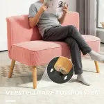 2-sits Soffa, Elegant Scandi Design, Massiv Träram, upp till 150 kg, Rosa, 117 x 56,5 x 77 cm
