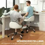 Höjdjusterbar Arbetspall, Svängbar Rullpall med Roterande Sits, Vit, 50x50x83 cm