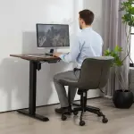 Armlös Vadderad Kontorsstol, Höjdjusterbar, Vridbar och Rullbar, Grå