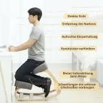 Knästol, Ergonomisk Sittpall för Sund Sittställning, Björkträ, upp till 120 kg, Grå