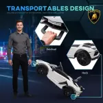 Licensierad Lamborghini Aventador Barnelbil, Gullwing-dörrar, Musik, Horn, för 3–5 År, Vit