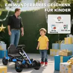 Gokart med Pedaler, Trampbil för Barn med Bromsar, Halkfria Hjul och Metallram, 3-6 År, Blå