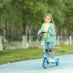 Kick Scooter Höjdjusterbar och Fällbar med Bakbroms, 100 kg Lastkapacitet, Blå