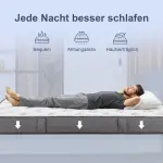 Ergonomisk Madrass 90x200 cm, 25,8 cm Hög, 7-zoners med Avtagbart Tvättbart Överdrag
