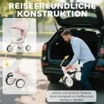 Trehjuling Cabriolet Barnvagn 5-i-1 med Körhandtag, Säkerhetsbälte och Förvaringsväska, 1-3 År, Rosa