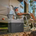 Bilkylskåp, Kylbox 50 L, upp till -20°C, Pekskärm, 2 Hjul, Teleskophandtag, 58,6 x 37,8 x 54,5 cm, Grå
