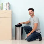Automatisk Sensor Papperskorg 30 L, Mjukstängande Lock, Rörelsesensor, Vattentät, för Kontor, Sovrum och Kök, Svart + Silver