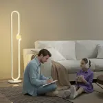 LED Golvlampa med Musiknotdesign, Glasskärm i Metall och Plast, Vit