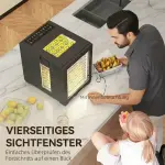 Food Dehydrator 850 W, 40-70°C med 48-timmarstimer och 12 Brickor i Rostfritt Stål, Svart