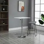 Höjdjusterbart Barbord, 360° Vridbart, Reptåliga Fötter, Stabil Metallbas, Vit