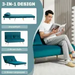 2-sits Bäddsoffa med Justerbart Ryggstöd, Tygöverdrag och Metallram, Grön
