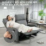 2-sits Soffa med Individuellt Justerbart Ryggstöd, Fotstöd och Tygklädsel i Stål, Grå