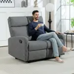 2-sits Soffa med Individuellt Justerbart Ryggstöd, Fotstöd och Tygklädsel i Stål, Grå