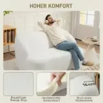 2-sits Välvd Klädd Soffa med Fleeceöverdrag för Vardagsrum, Sovrum och Hemmakontor, Krämvit