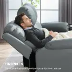 3-sits Soffa med Fällbara Säten, Justerbart Fotstöd och Konstläderfodral för Vardagsrum, Mörkgrå