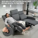 3-sits Soffa med Individuellt Justerbart Ryggstöd, Fotstöd och Tygklädsel i Metall, Grå