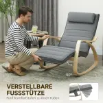 Gungstol med Massagefunktion, Ländryggsvärme, 3 Lägen och Tygöverdrag, Grå