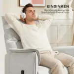 Liggstol med Tyst Motor, Robust Tygkåpa, Minnesfunktion och Justerbart Fotstöd, Krämvit