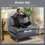 Bäddfåtölj 3 i 1 Grå Tyg och Bokträ för Vardagsrum Sovfåtölj med Justerbar Rygg och Kudde Gästsäng Kompakt Design och Bekväm Sits