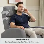 Justerbar Vilstol med Fotstöd, Modern Stoppad Stol, Mörkgrå