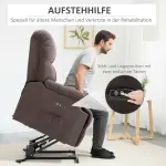 Liggstol med Ståhjälp, Justerbar, USB-port, Sidoficka, Fotstöd, Skum, Brun
