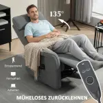 Massagestol med Fjärrkontroll, 8 Massagepunkter, Svankvärme och USB-port, Grå