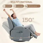 Massagestol med Gung-, Ligg- och Värmefunktion, Timer, 5 Lägen, Roterbar, Ljusgrå