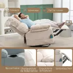 Massagestol med Värme- och Lutningsfunktion, Roterbar, upp till 150 kg, Metallram, Beige, 98 x 90 x 98 cm