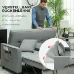 Bäddsoffa 4 i 1 med Justerbart Ryggstöd och Dyna för Vardagsrum och Sovrum Ergonomisk och Modern Grå Tyg och Metall