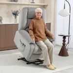 Riser Chair med Massagefunktion, Ljusgrå, 90x93x110 cm