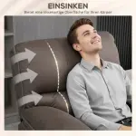 Stoppad Fåtölj med Fotstöd, Vilande Avkopplande Stol, Mikrofiberläderlook, Metallstruktur, Brun