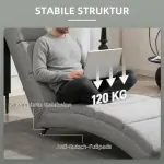 Stoppad Fåtölj med Armstöd, Avkopplande Stol med Stålben och Tjock Stoppning, Ljusgrå