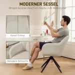 Swivel Accentstol Stoppad med Tygöverdrag, Armstöd och Stålben för Vardagsrum, Beige