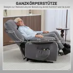 TV-fåtölj med Värme- och Massagefunktion, Fjärrkontroll och Sidoficka, Mörkgrå