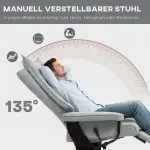 Vridbar Vilstol med Fotpall, Gungfunktion och Justerbart Ryggstöd, upp till 150 kg, Grå