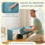 2-delat Mjukt Lekblocksset för Småbarn i Konstläder och Skum, för Klättring och Lek, Beige+Blått