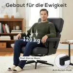 Fåtölj med Fotpall Justerbar Svart Konstläder och Metall för Vardagsrum Relaxfåtölj med Nackstöd och Lutning Ergonomisk och Bekväm Design