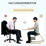 Knästol, Ergonomisk Sittpall för Sund Sittställning, Björkträ, upp till 120 kg, Grå