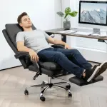 Kontorsstol med Massagefunktion, Uppvärmd, Fällbar i Konstläder, Svart, 65x72x109-117 cm