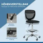 Kontorsstol Arbetsstol, Höj- och Sänkbar, Klädd Skrivbordsstol, Svart