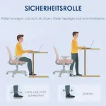 Ergonomisk Kontorsstol med Vridfunktion, Höjdjusterbar, Rosa, 55 x 48 x 82,5–94,5 cm