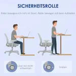 Ergonomisk Kontorsstol med Vridfunktion, Höjdjusterbar, Grå, 55 x 48 x 82,5–94,5 cm