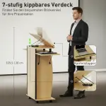 Rullande Talarstol med Vikbara Sidovingar, Laptopbord med Låda och Hyllor, Eklook