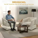 Loungestol Roterbar Beige Tyg för Vardagsrum Modern Fåtölj 360 Grader med Armstöd och Ryggstöd Bekväm och Stabil 77 × 75 × 72 cm