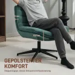 Vridbar Kontorsstol med Bred Sits, Rymlig Stoppad Stol för Kontor och Arbetsrum, Mörkgrön