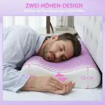 Memory Foam Kudde med Nackstöd, Avtagbart Överdrag och 2 Höjdlägen, Ergonomisk