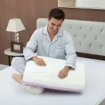 Memory Foam Kudde med Nackstöd, Avtagbart Överdrag, Ergonomisk, Gräddvit, 60x40 cm